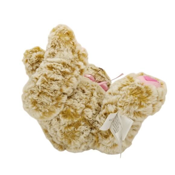 Animal Adventure Frosted Tan Bear Pink Bow Heart Paws Plush Stuffed Animal Soft - Picture 5 of 11